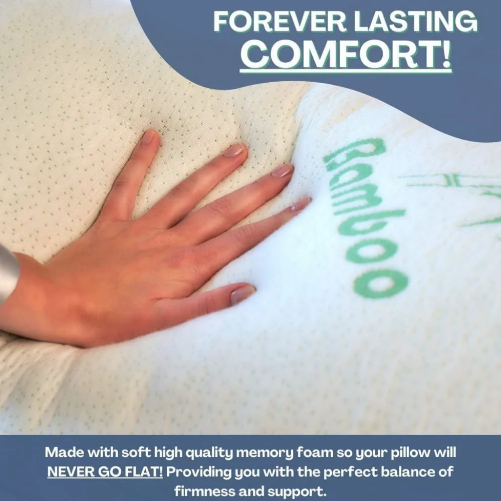 Bamboo Pillow Shredded Memory Foam for Sleeping Ultra Soft, Cool & Breathable